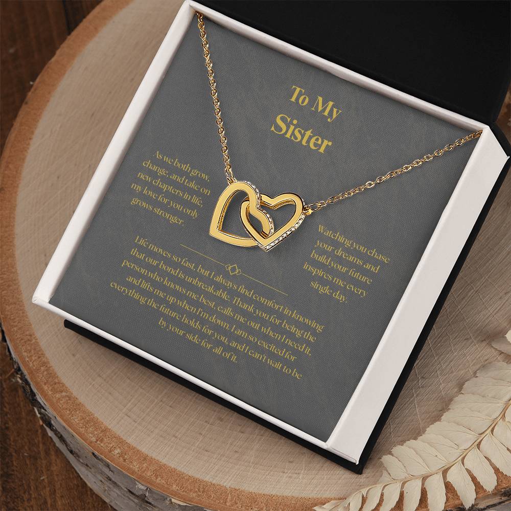 To My Sister, Interlocking Heart Necklace