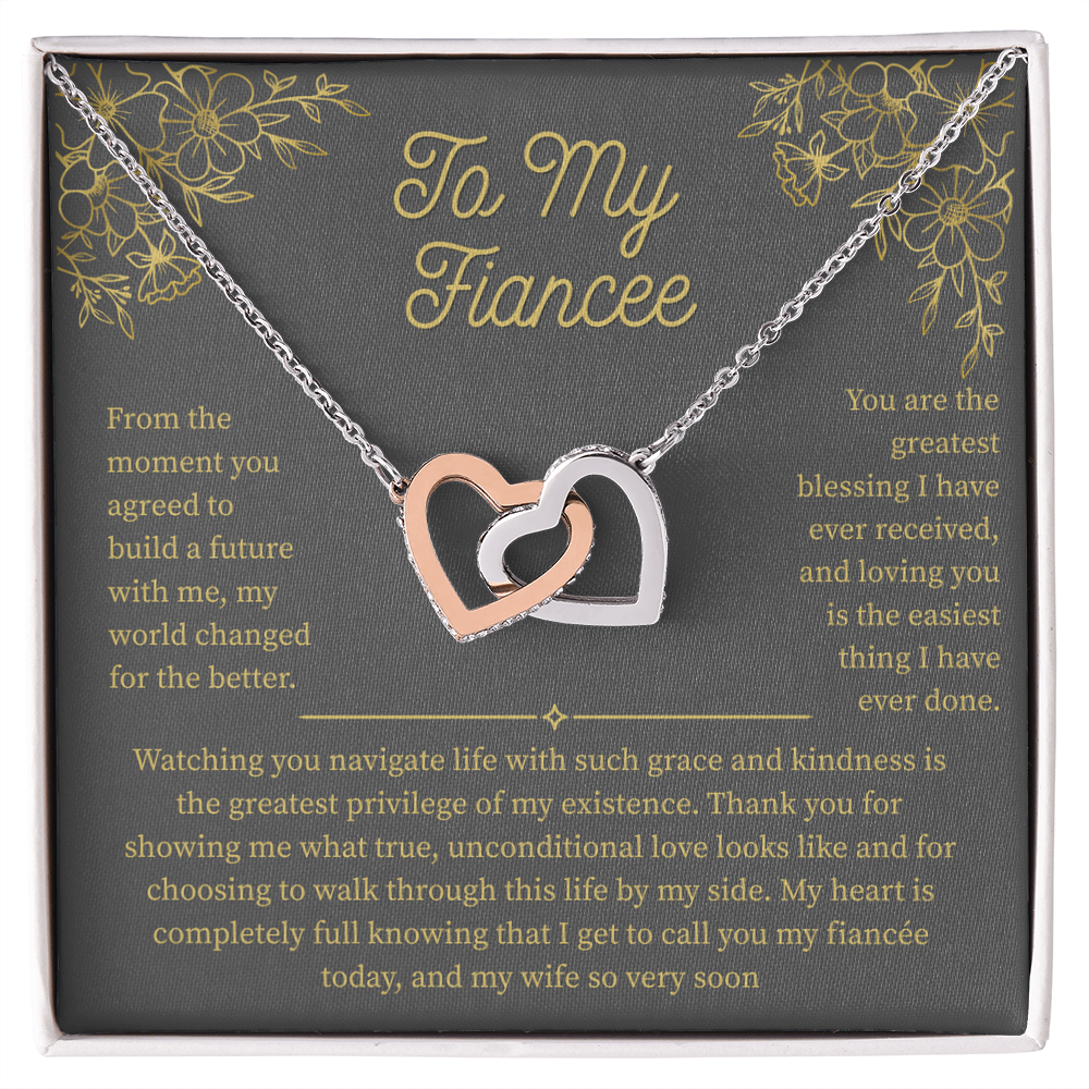 To My Fiancee, Interlocking Hearts Necklace
