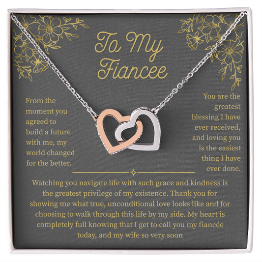 To My Fiancee, Interlocking Hearts Necklace
