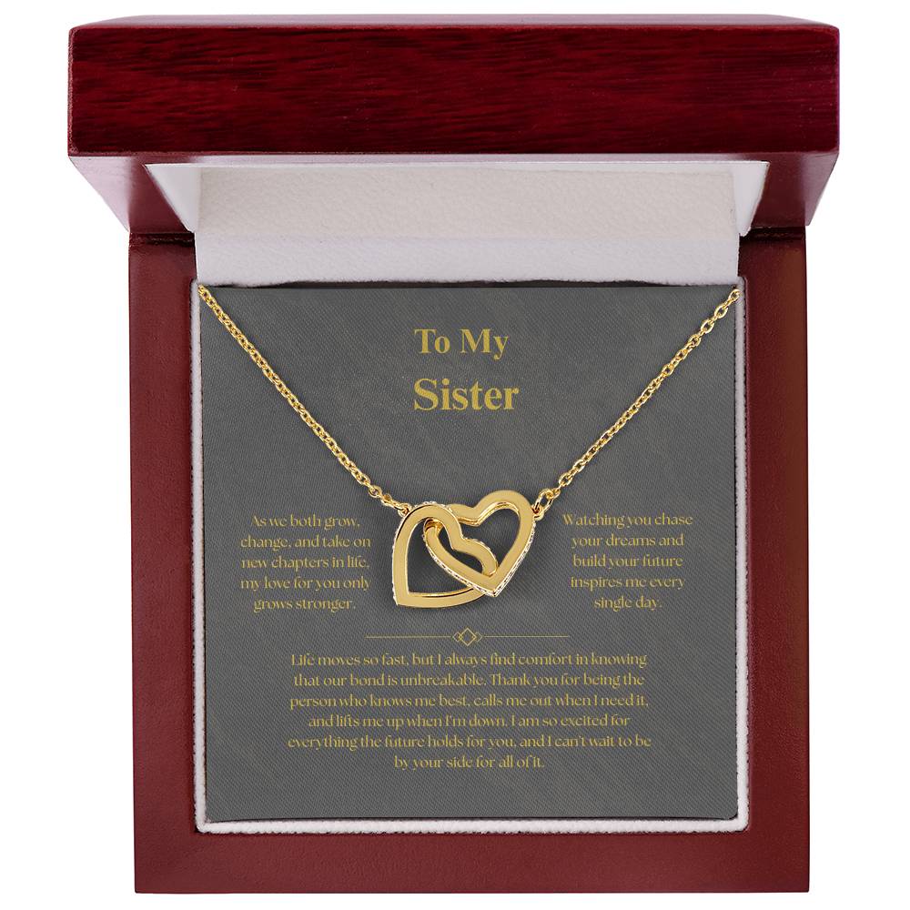 To My Sister, Interlocking Heart Necklace