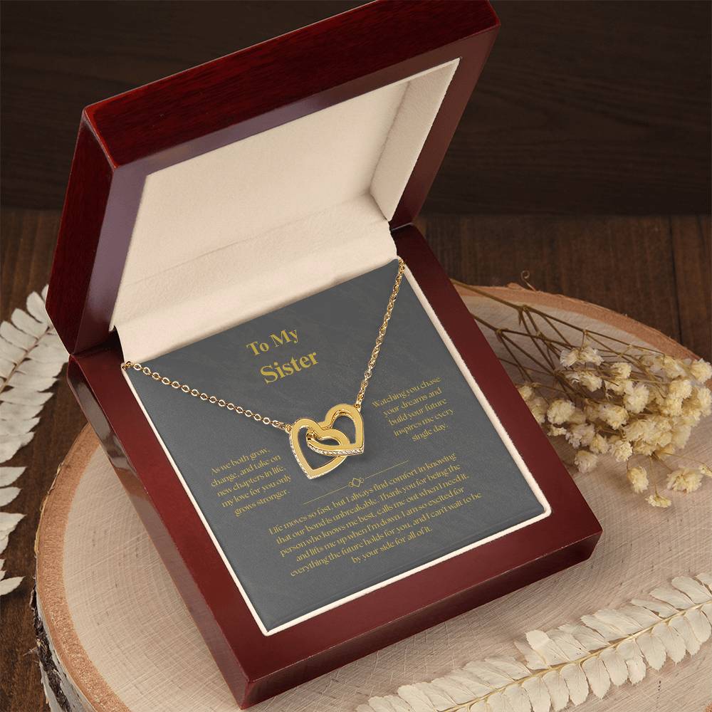To My Sister, Interlocking Heart Necklace