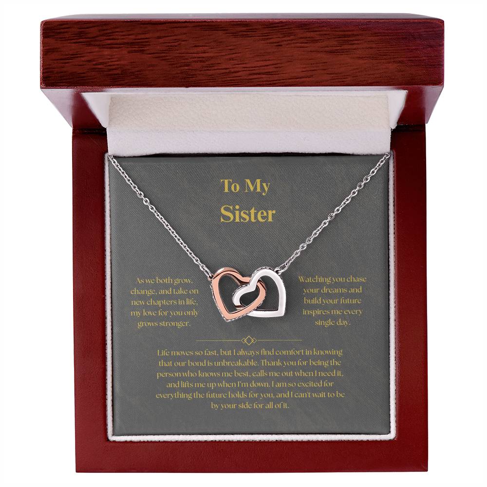 To My Sister, Interlocking Heart Necklace