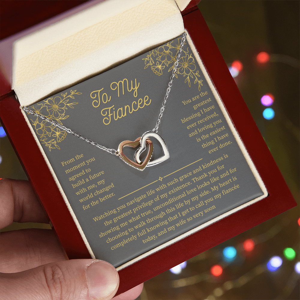 To My Fiancee, Interlocking Hearts Necklace