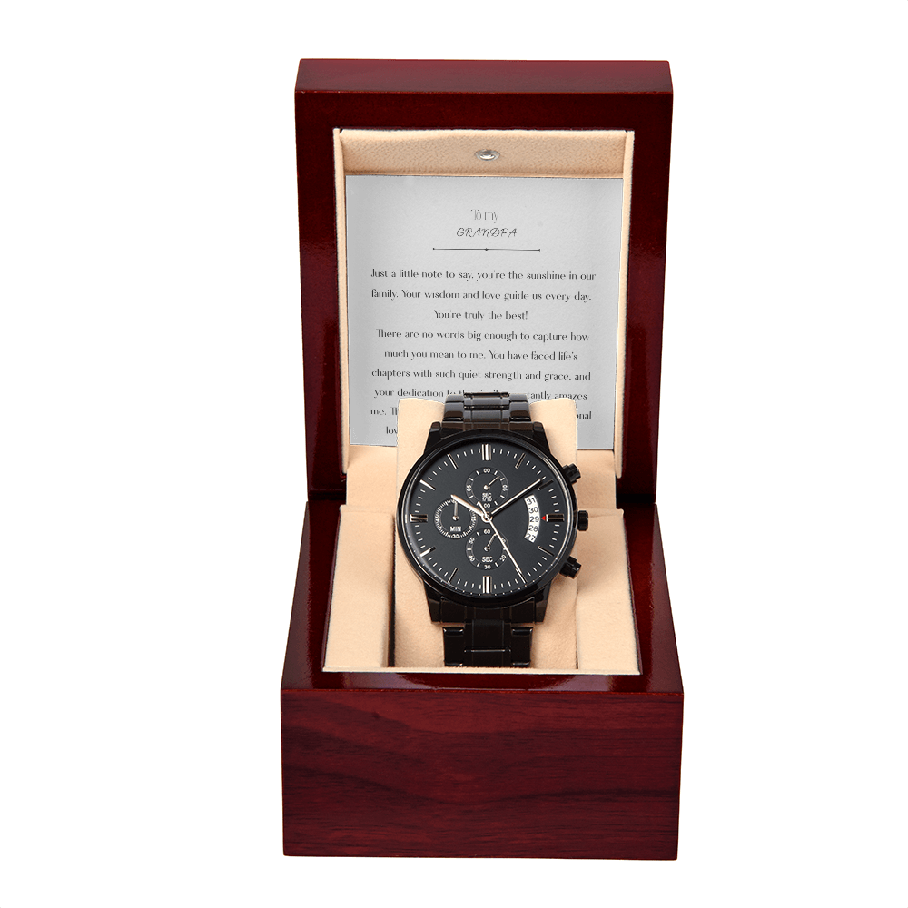 To  My Grandpa, Black Chronograph Watch
