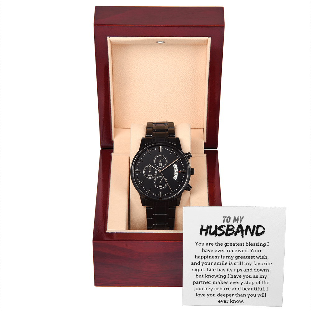 To My Husband, Black Chronograph Watch