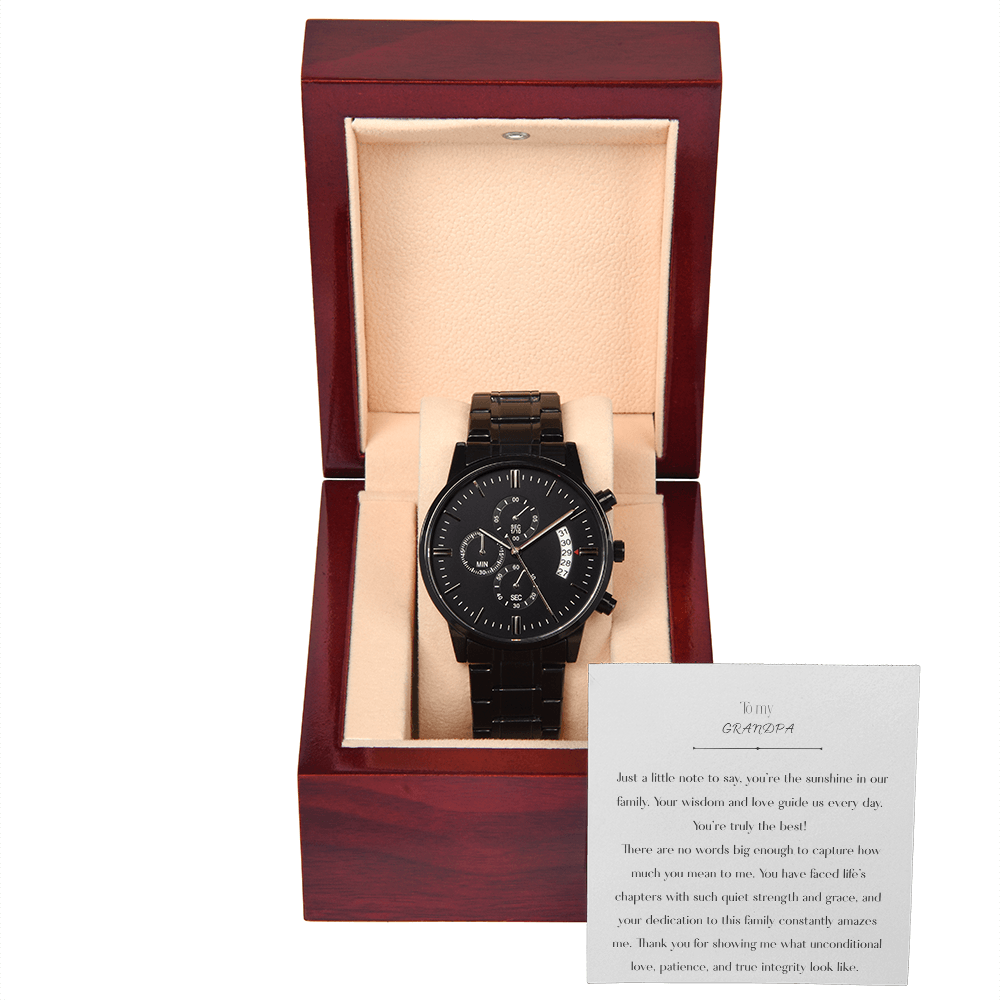 To  My Grandpa, Black Chronograph Watch