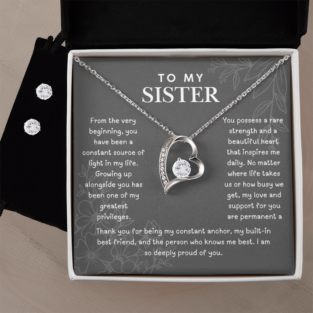 To My Sister, Forever Love Necklace and Earring Bundle