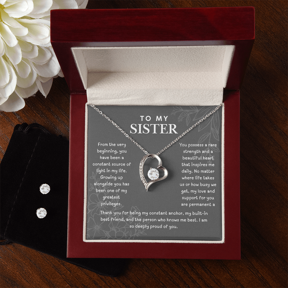 To My Sister, Forever Love Necklace and Earring Bundle