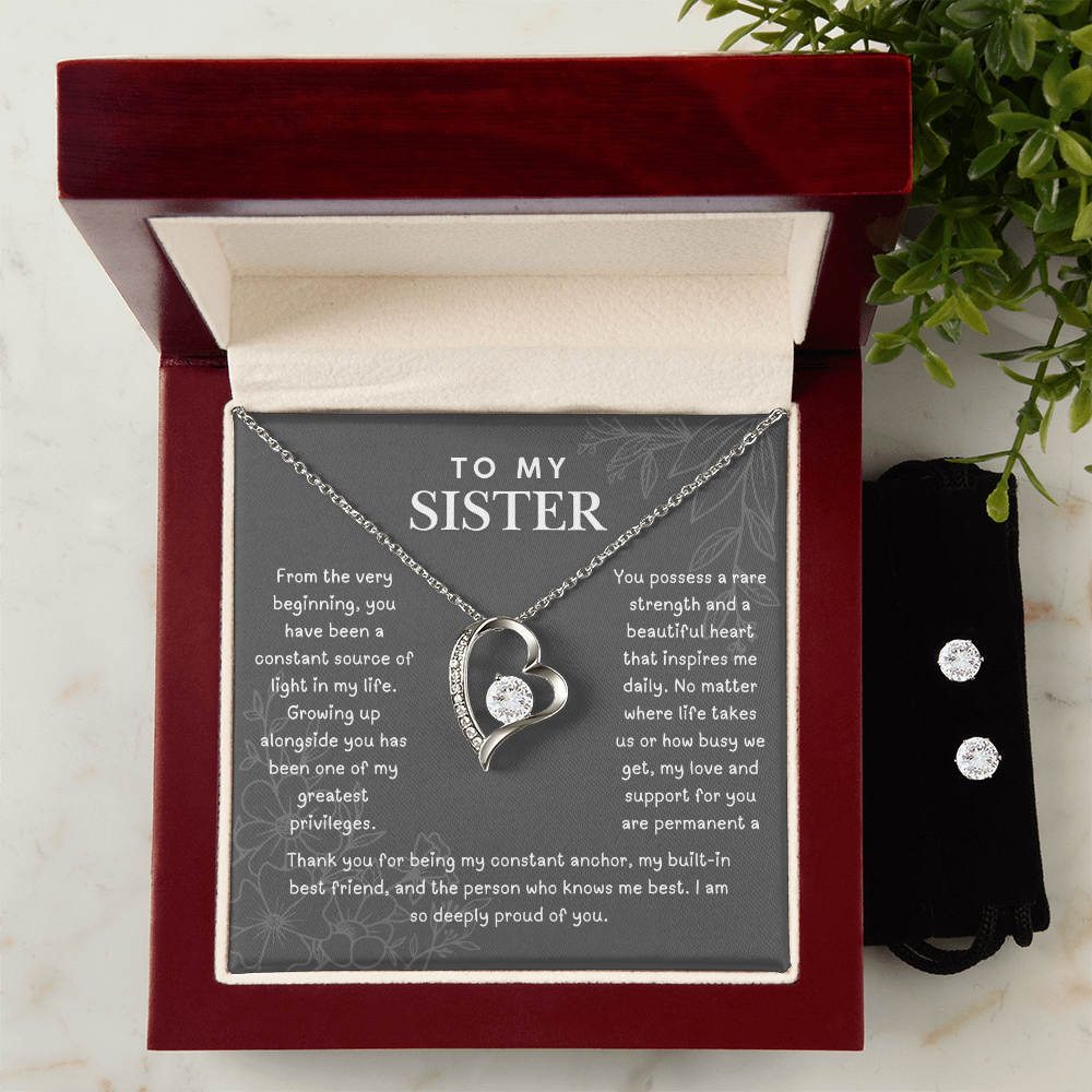 To My Sister, Forever Love Necklace and Earring Bundle