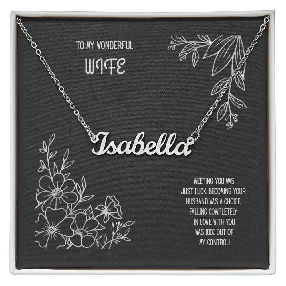 To My Wonderful Wife Black/White Custom Necklace