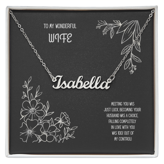 To My Wonderful Wife Black/White Custom Necklace