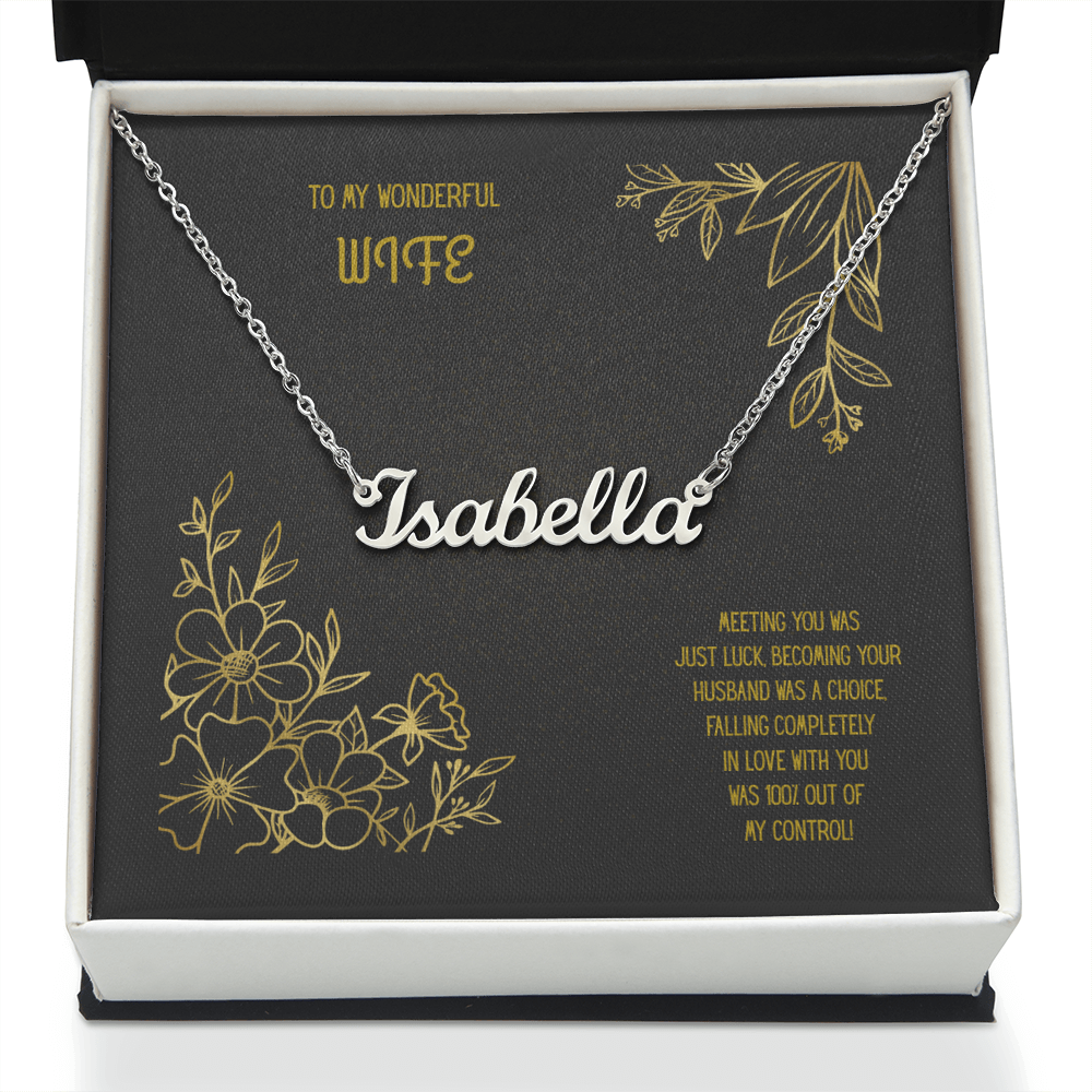 To My Wonderful Wife Black/Gold Custom Name Necklace