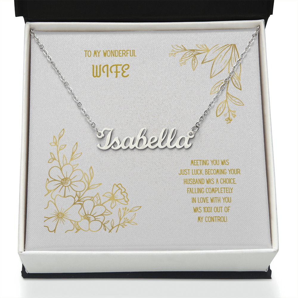 To My Wonderful Wife White/Gold Custom Name Necklace