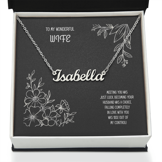 To My Wonderful Wife Black/White Custom Necklace