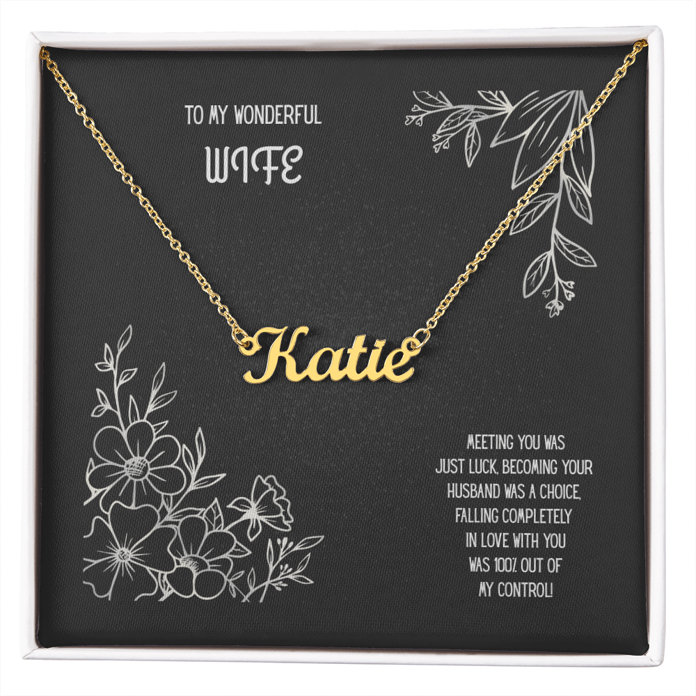 To My Wonderful Wife Black/White Custom Necklace
