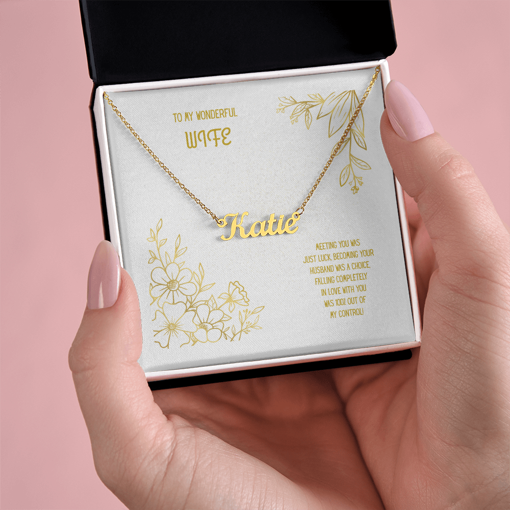To My Wonderful Wife White/Gold Custom Name Necklace