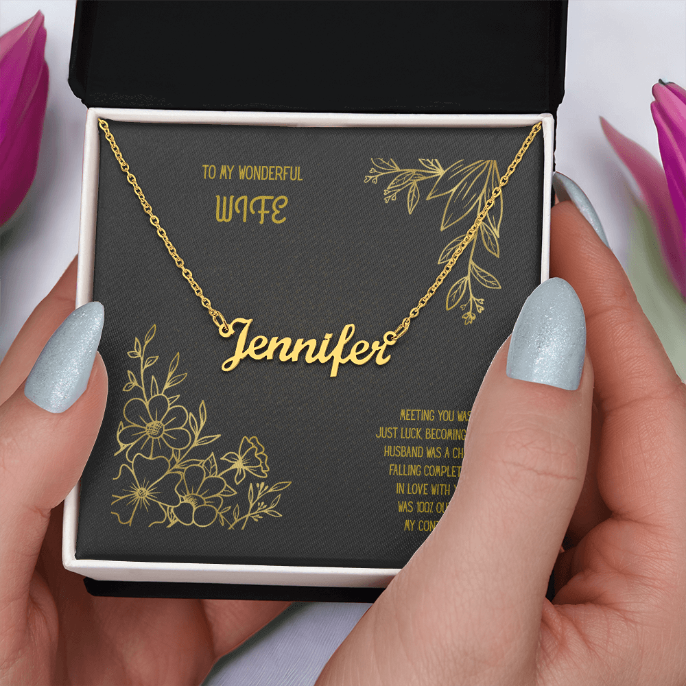 To My Wonderful Wife Black/Gold Custom Name Necklace