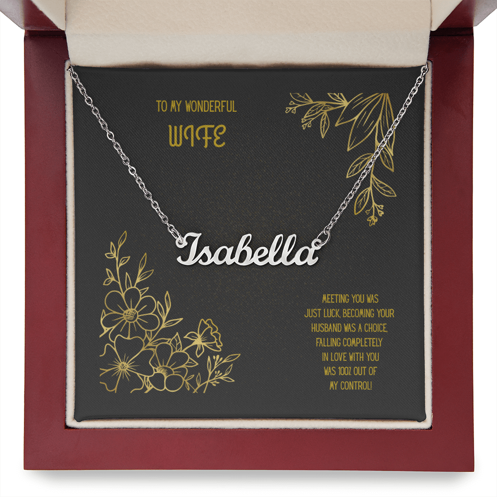 To My Wonderful Wife Black/Gold Custom Name Necklace