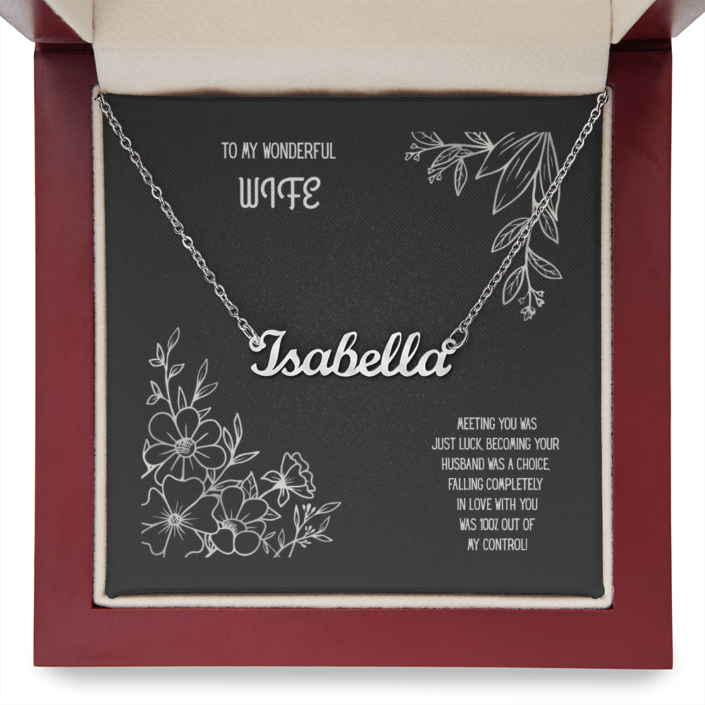 To My Wonderful Wife Black/White Custom Necklace