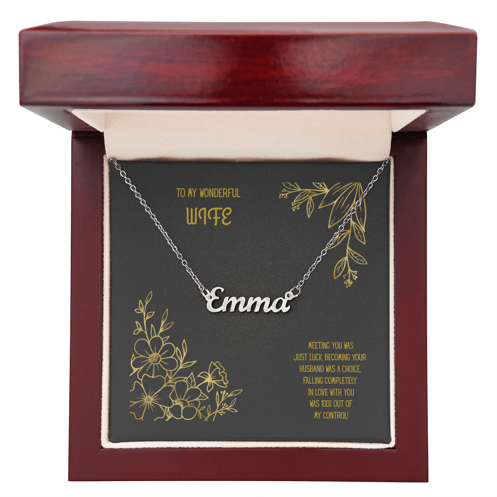 To My Wonderful Wife Black/Gold Custom Name Necklace