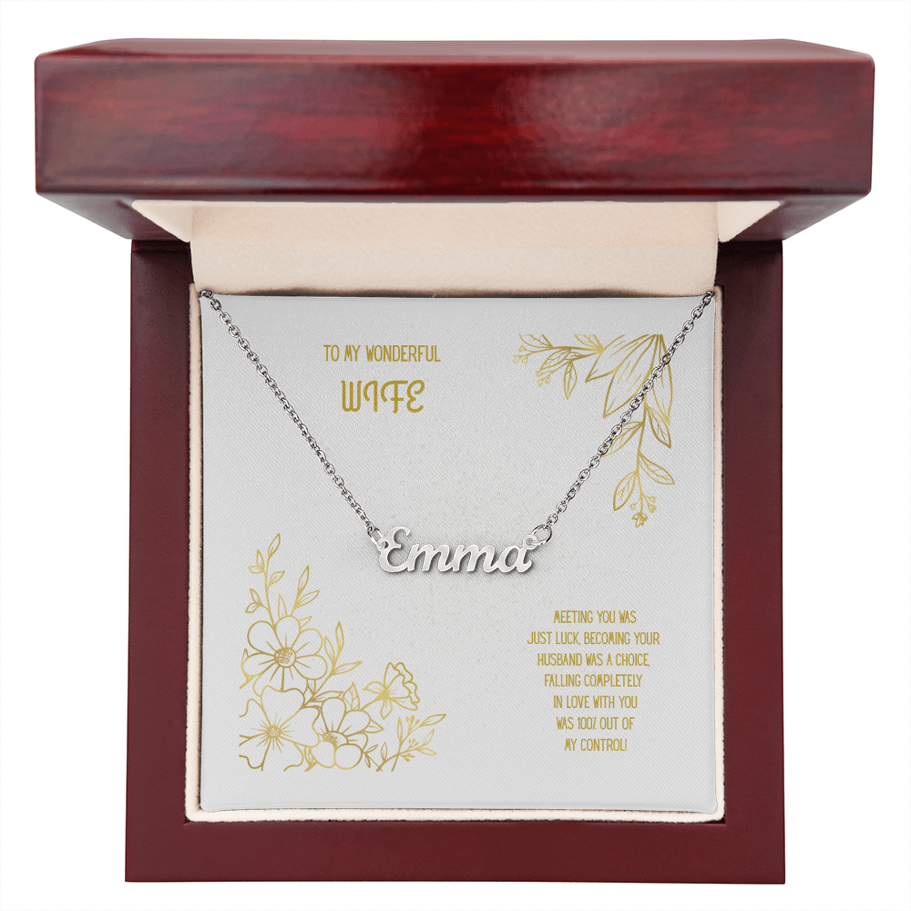 To My Wonderful Wife White/Gold Custom Name Necklace
