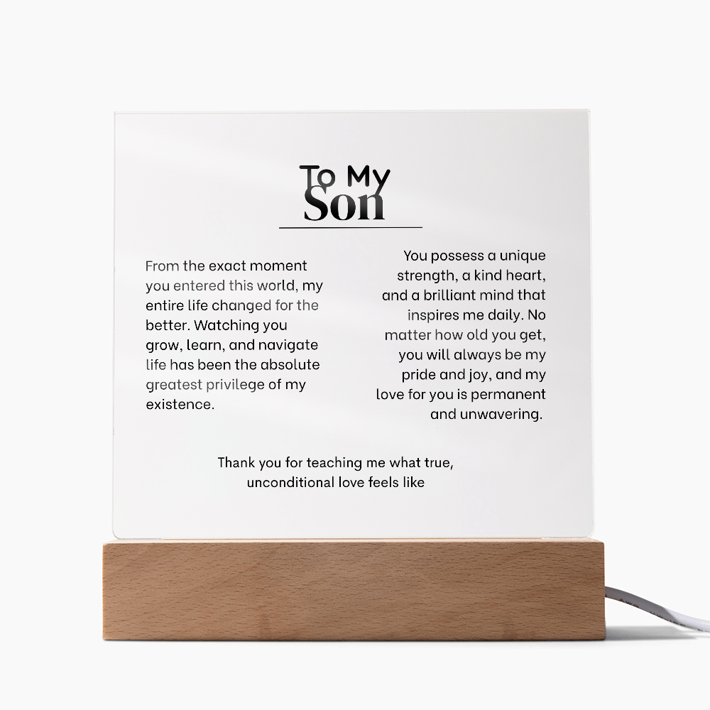 To My Son, Acrylic Square Plaque with LED's