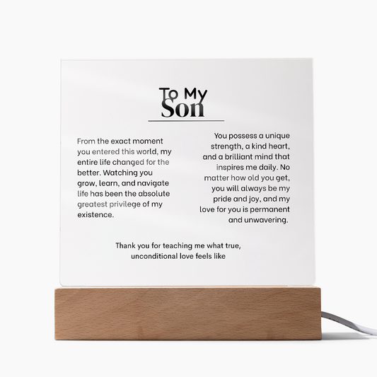 To My Son, Acrylic Square Plaque with LED's