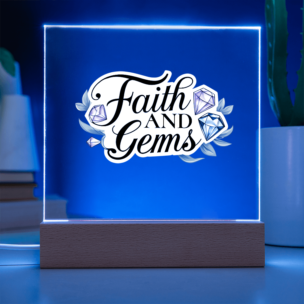 Faith and Gems Light Up Plaque