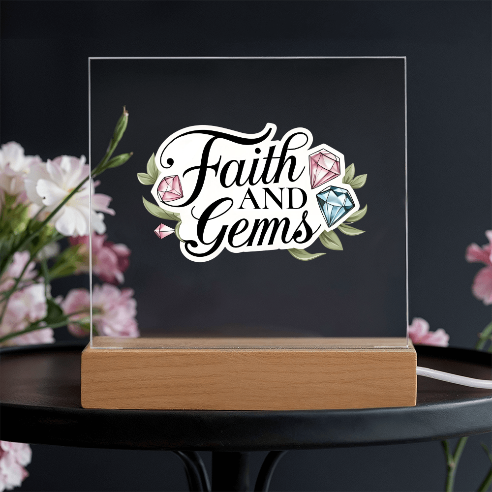 Faith and Gems Light Up Plaque