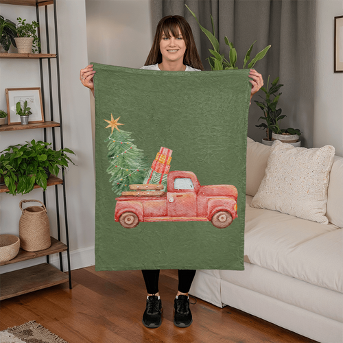 Christmas Truck, Milk Touch Fleece Blanket