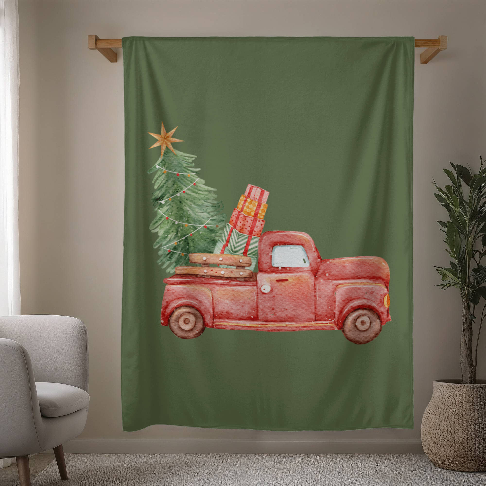 Christmas Truck, Milk Touch Fleece Blanket