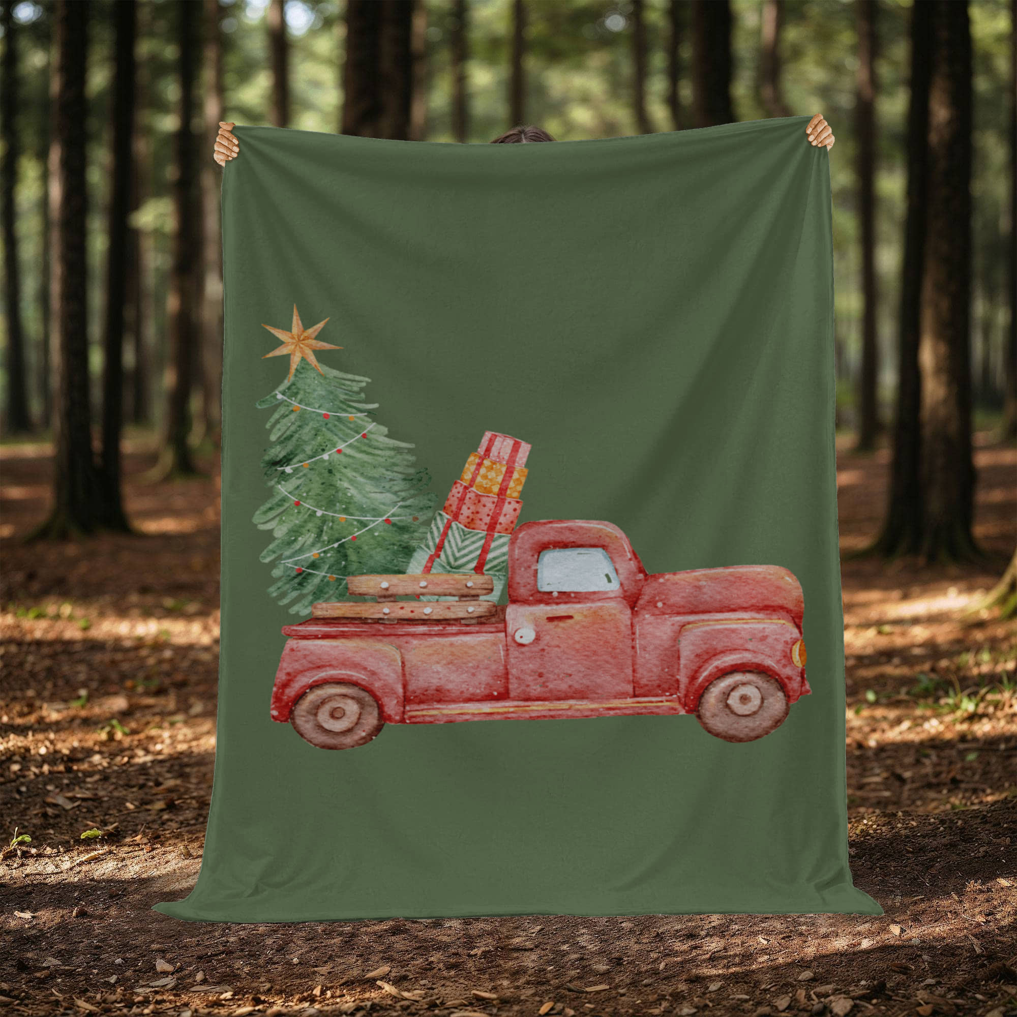 Christmas Truck, Milk Touch Fleece Blanket