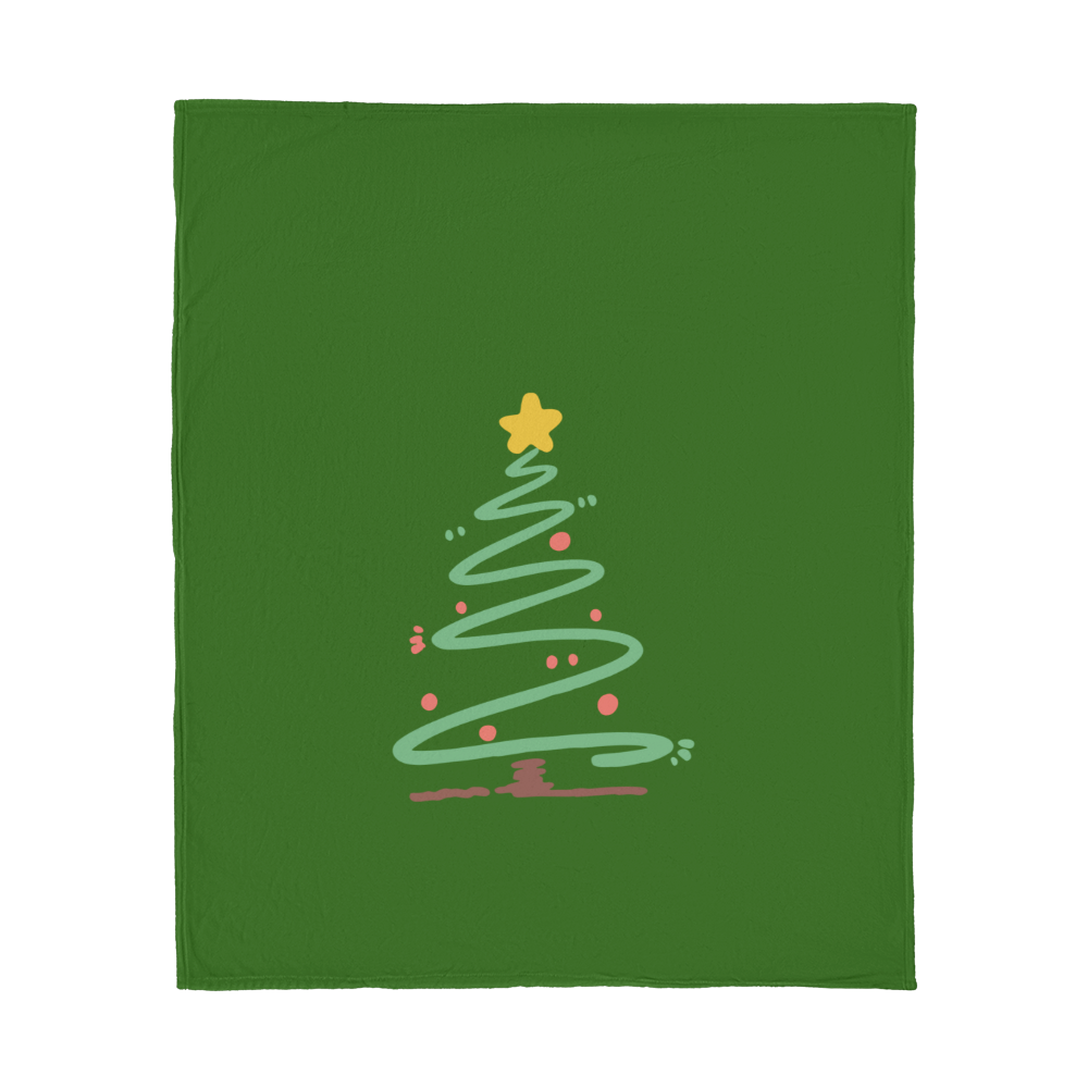 Simple Green Christmas Tree, Jersey Fleece Blanket