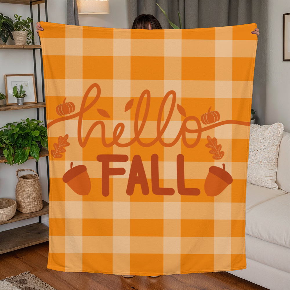 Hello Fall, Jersey Fleece Blanket