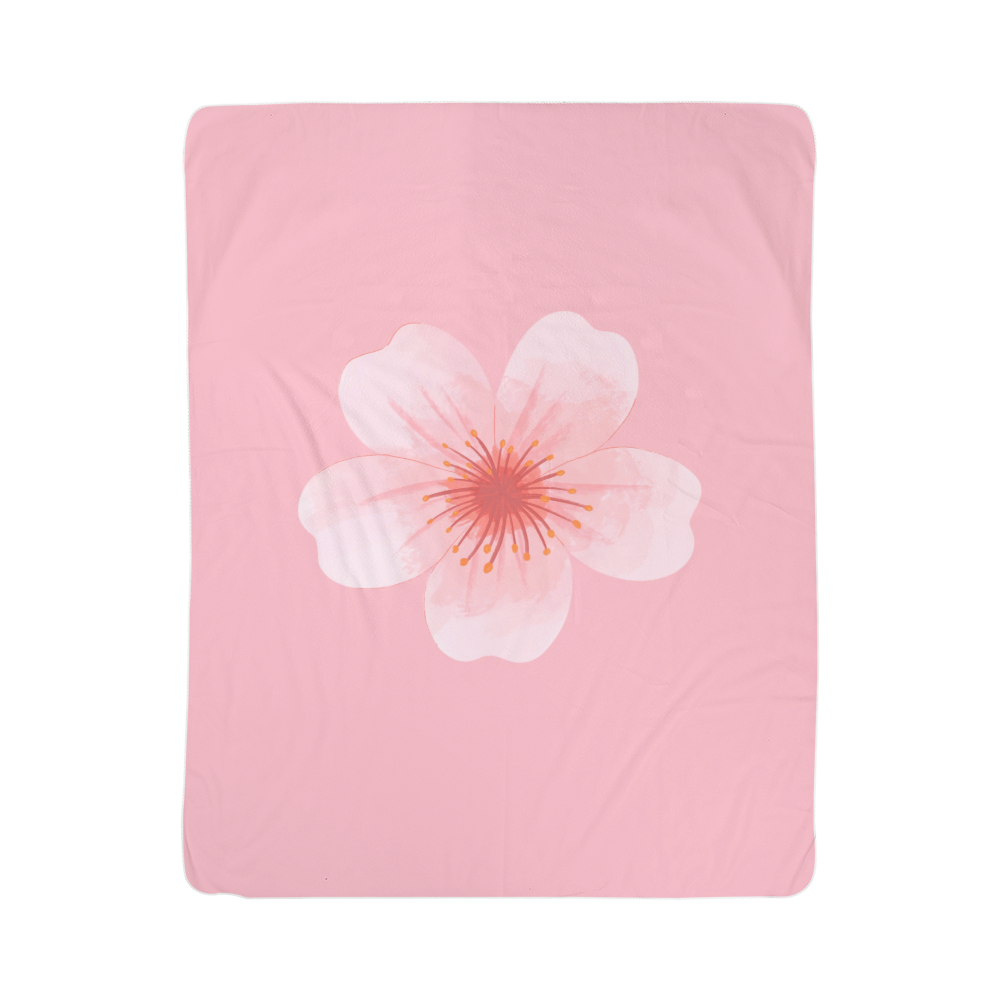 Pink Flower Sherpa Fleece Blanket