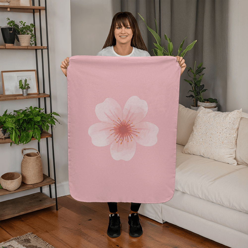 Pink Flower Sherpa Fleece Blanket