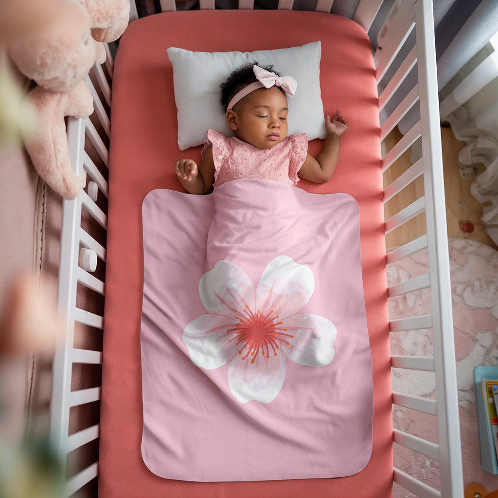 Pink Flower Sherpa Fleece Blanket