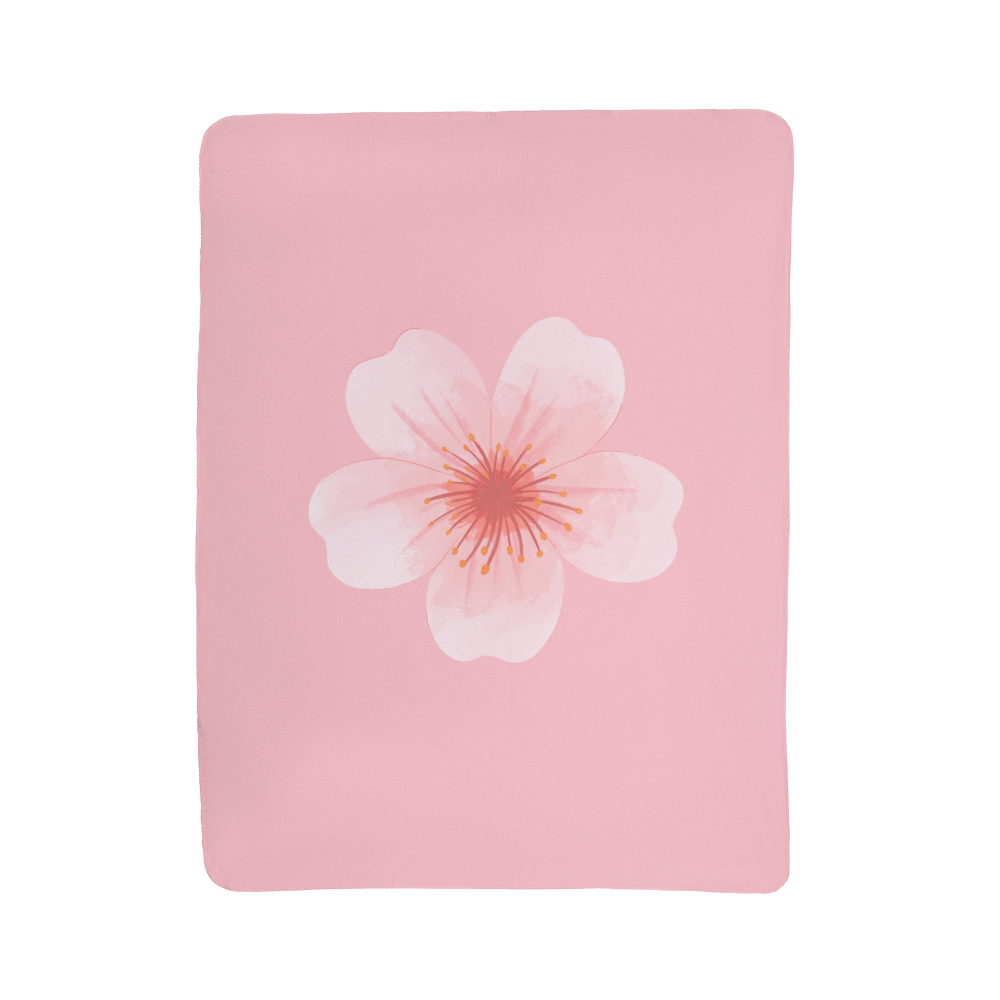 Pink Flower Sherpa Fleece Blanket