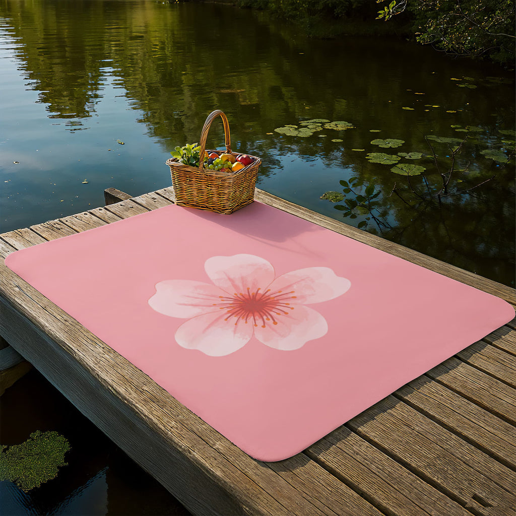 Pink Flower Sherpa Fleece Blanket