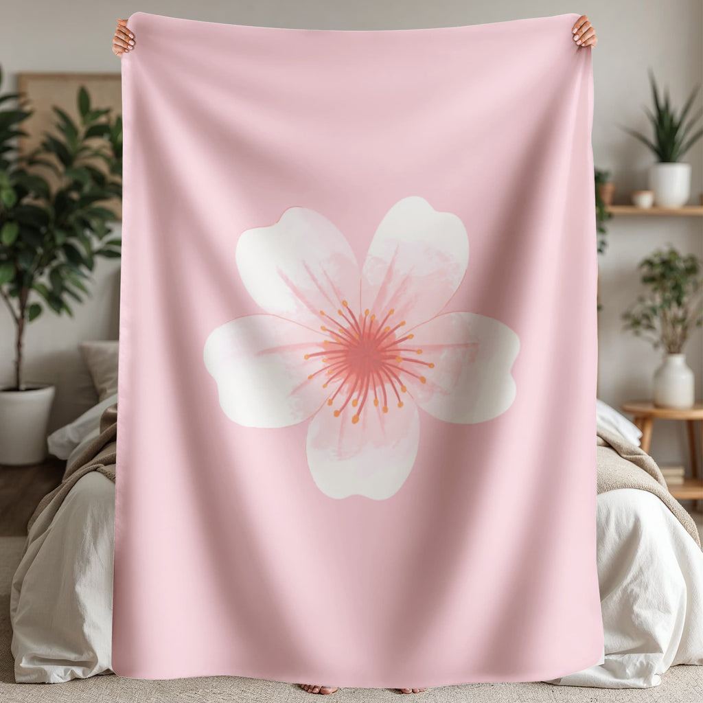 Pink Flower Sherpa Fleece Blanket