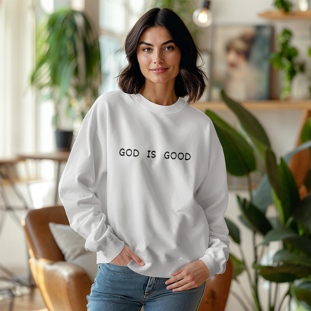 GOD IS GOOD, Gildan Crew neck Sweatshirt