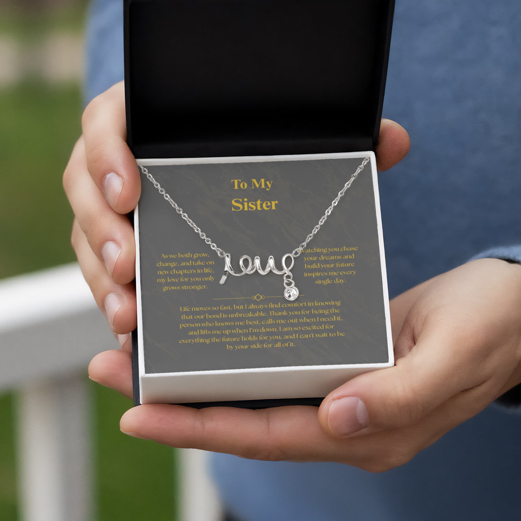 To My Sister, Scripted Love Necklace