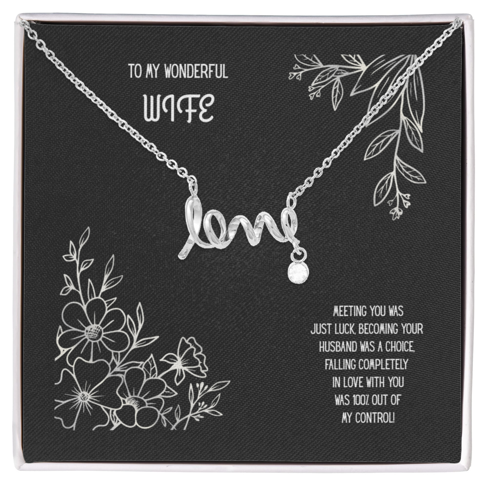 To My Wonderful Wife, Scripted Love Necklace