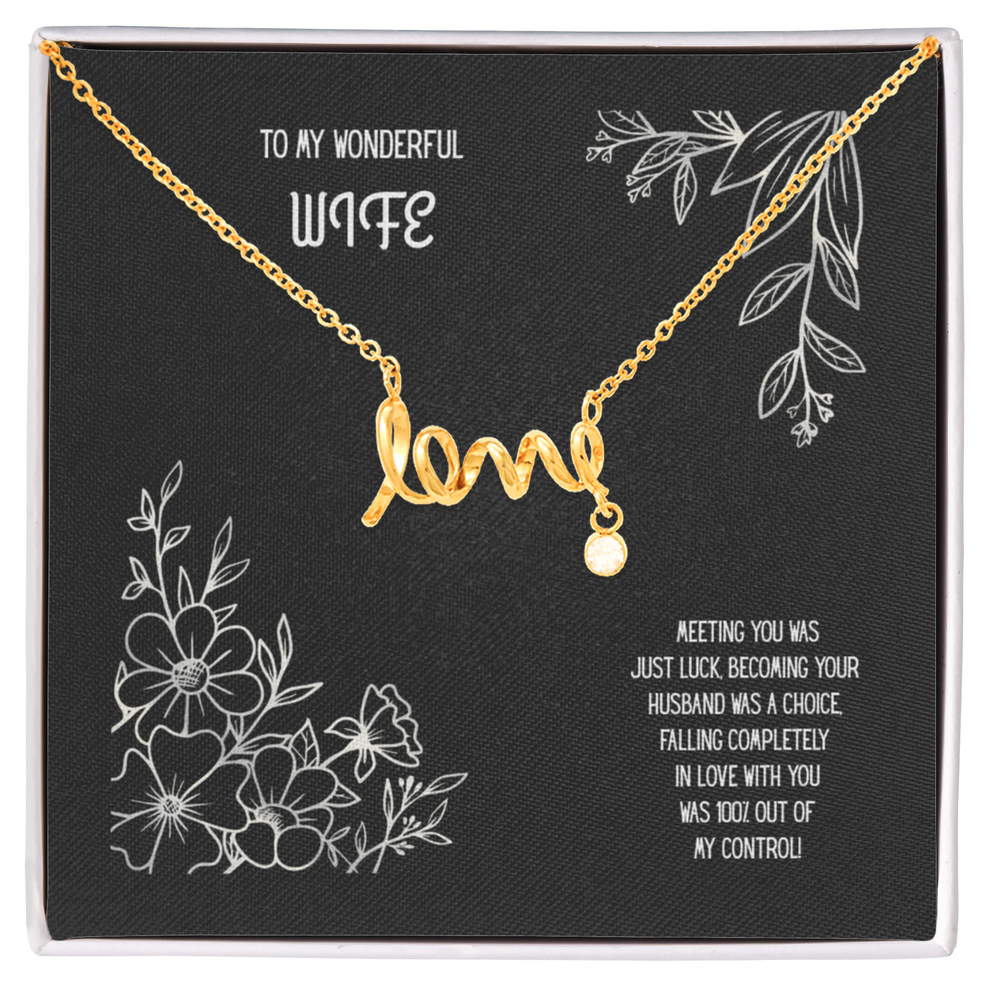 To My Wonderful Wife, Scripted Love Necklace