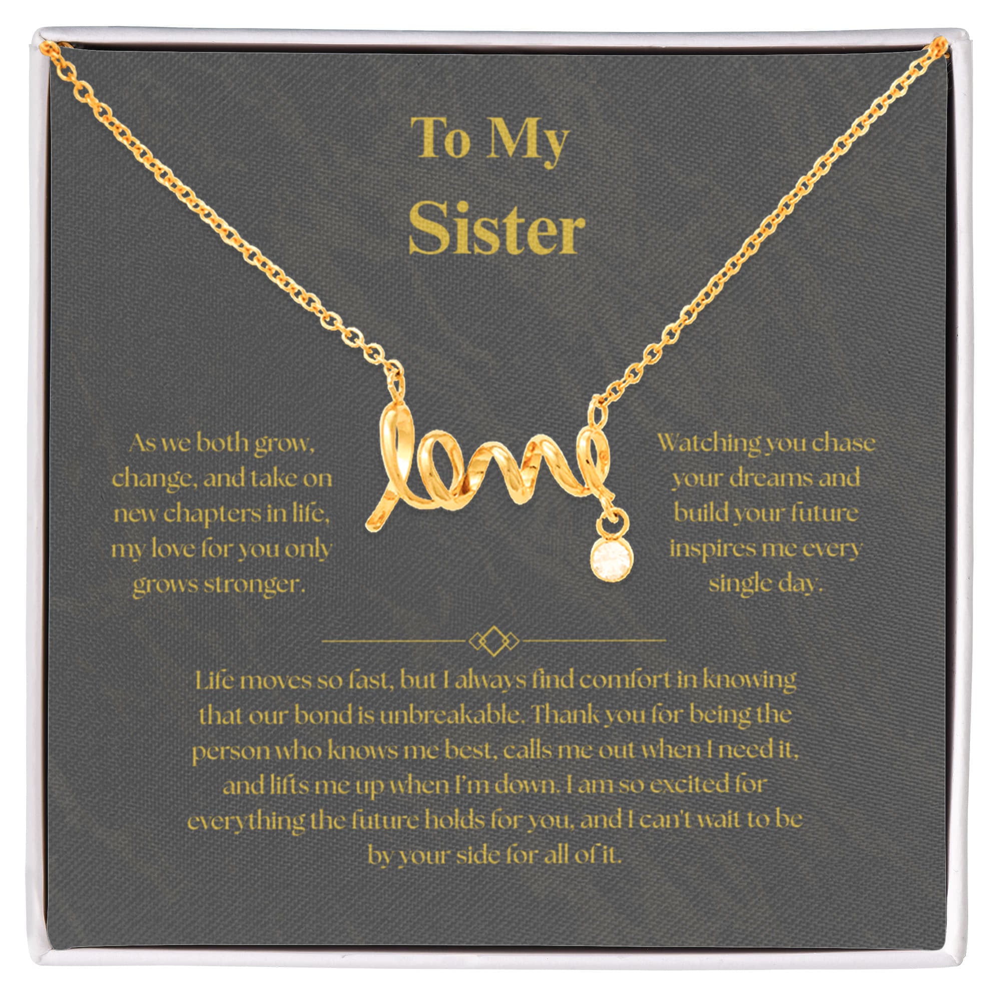To My Sister, Scripted Love Necklace