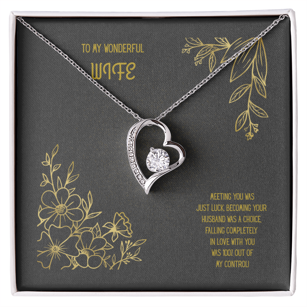 To My Wonderful Wife Black/Gold Heart Pendent