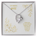 To My Wonderful Wife White/Gold Heart Pendent