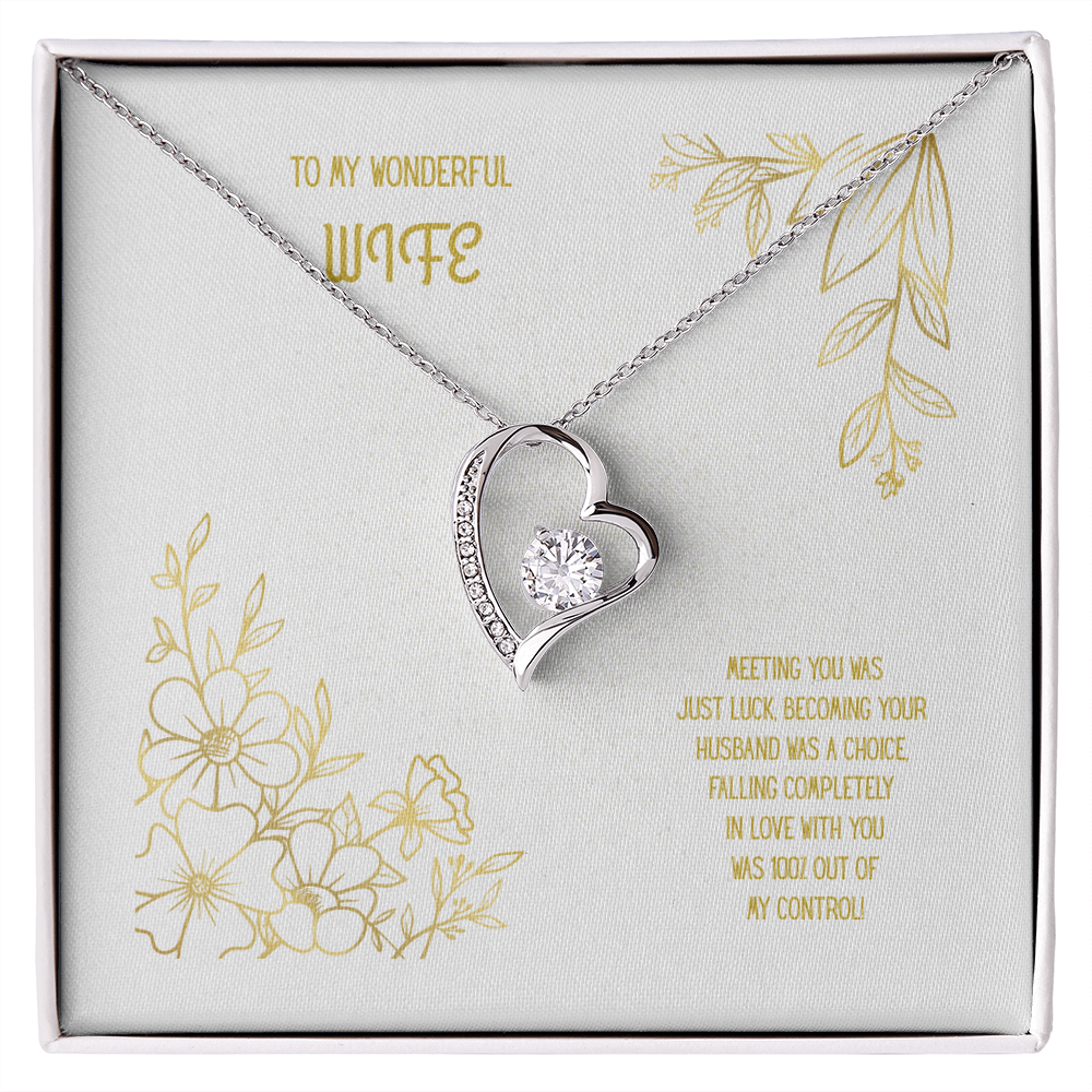 To My Wonderful Wife White/Gold Heart Pendent