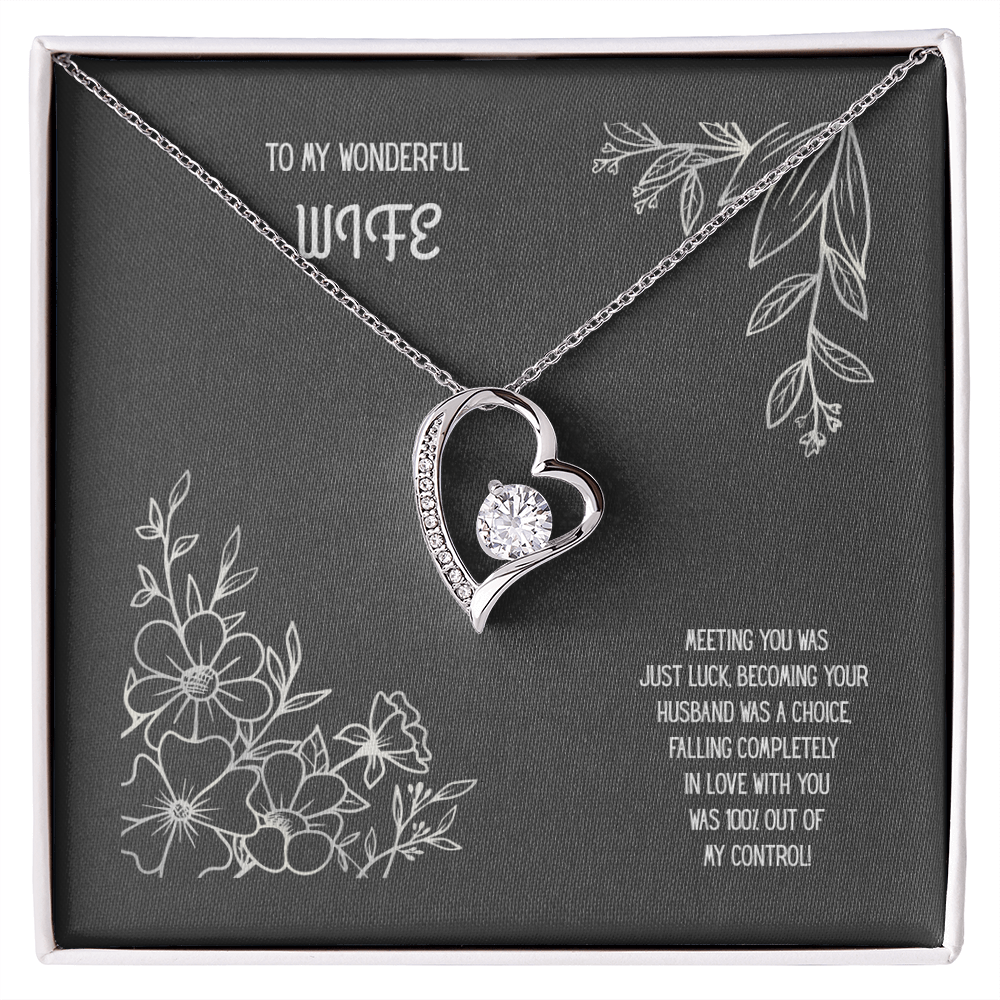 To My Wonderful Wife Black/White Heart Pendent