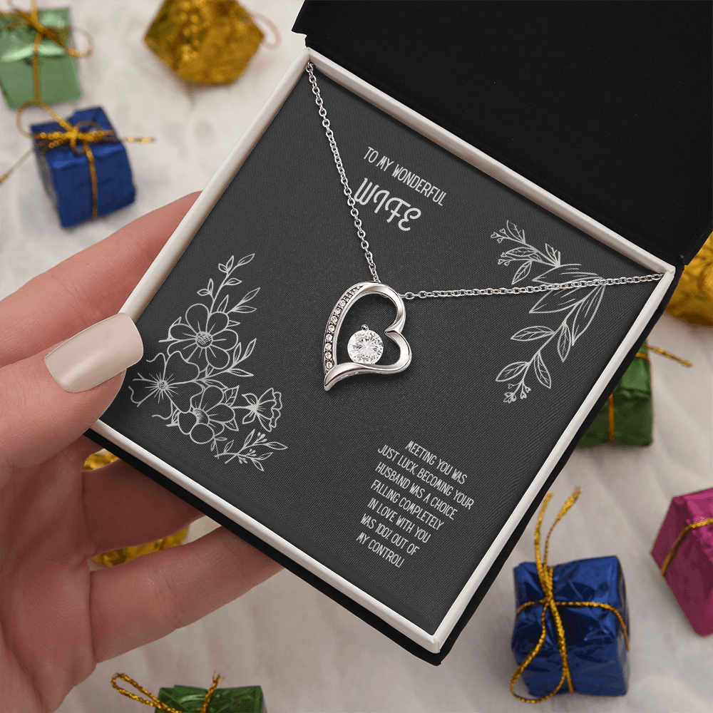 To My Wonderful Wife Black/White Heart Pendent